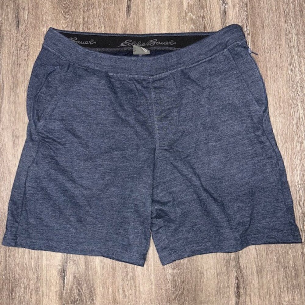 Eddie Bauer Men’s One-Piece Lounge Shorts Blue Size L Large Zipper Pockets